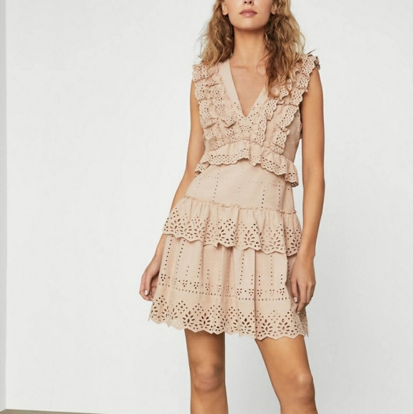 NWT BCBG cotton Flax Eyelet dress, sz 4. - Picture 2 of 11